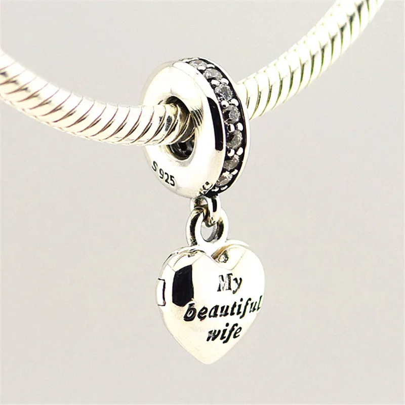 Подходит для браслетов Pandora My Beautiful Wife Подвески S925 оригинальные бусины из