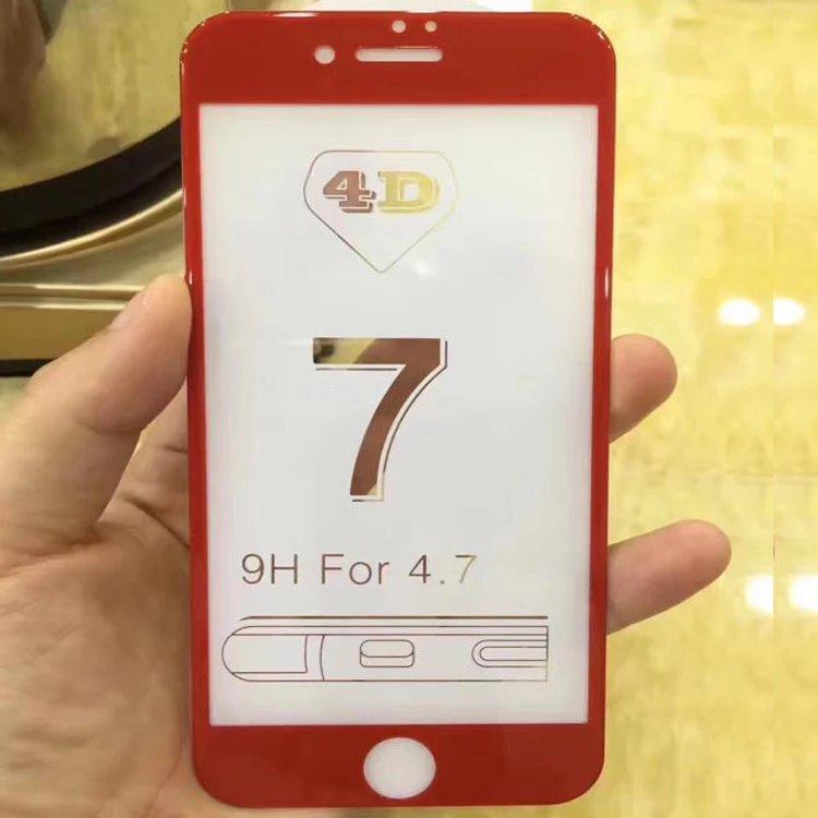 INESKY Красный Цвет 4D закаленное стекло для Apple iphone 7 Plus полное покрытие Защитное 6 6s