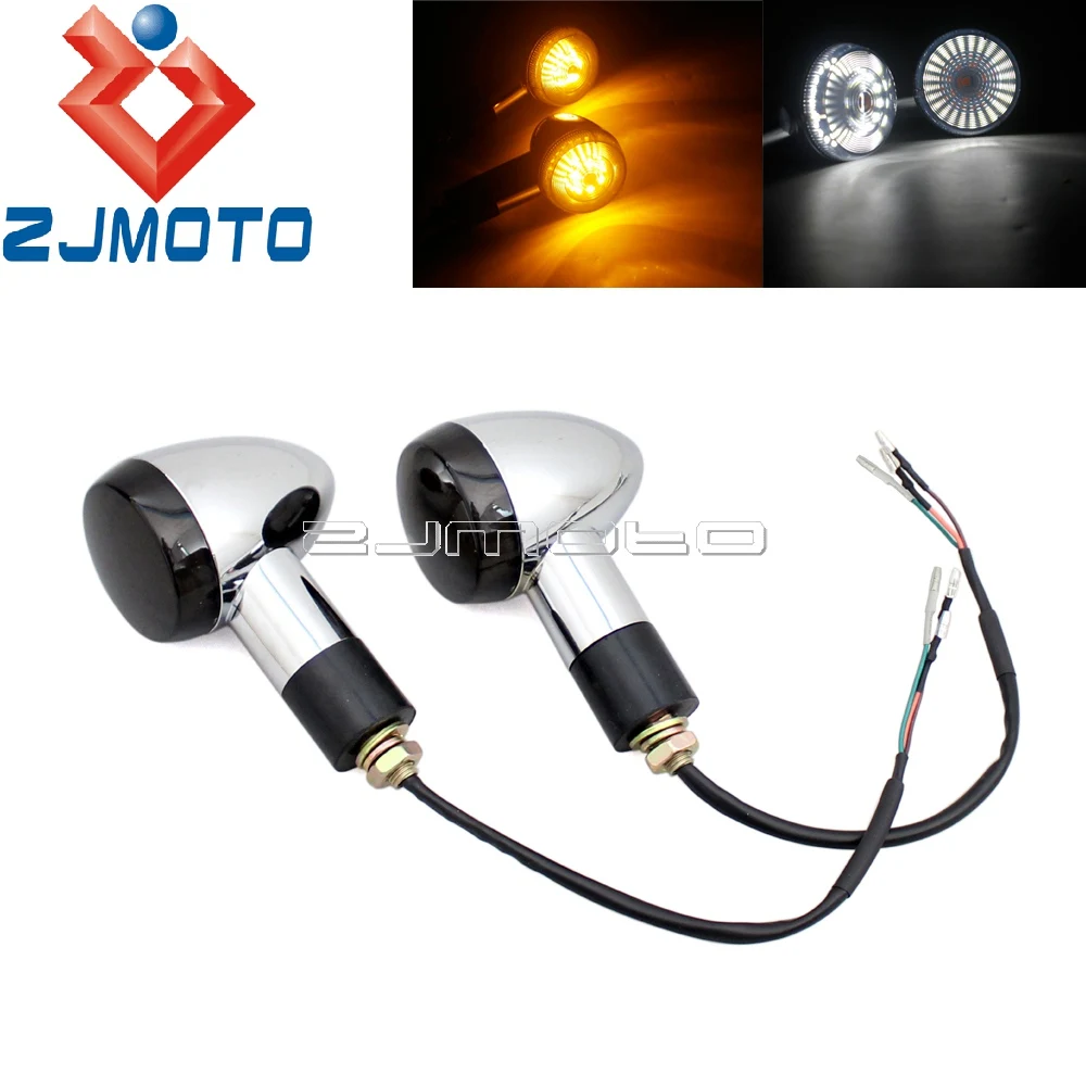 1 пара светодиодных индикаторов поворота для мотоцикла белый/желтый свет стоп