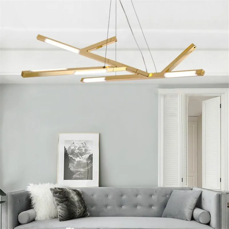 Пост современный роскошный золотой железной ветки Led подвесной светильник для