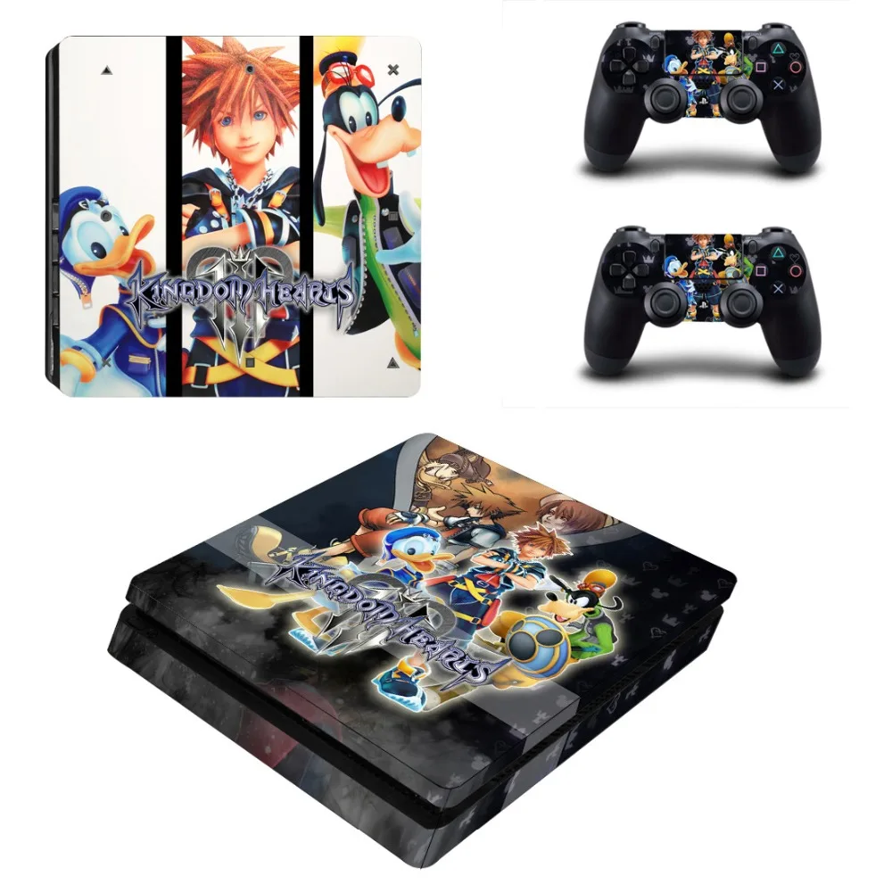 Виниловая наклейка для консоли Playstation 4 Slim Skin и 2 контроллеров-Game Kingdom Hearts 3 |