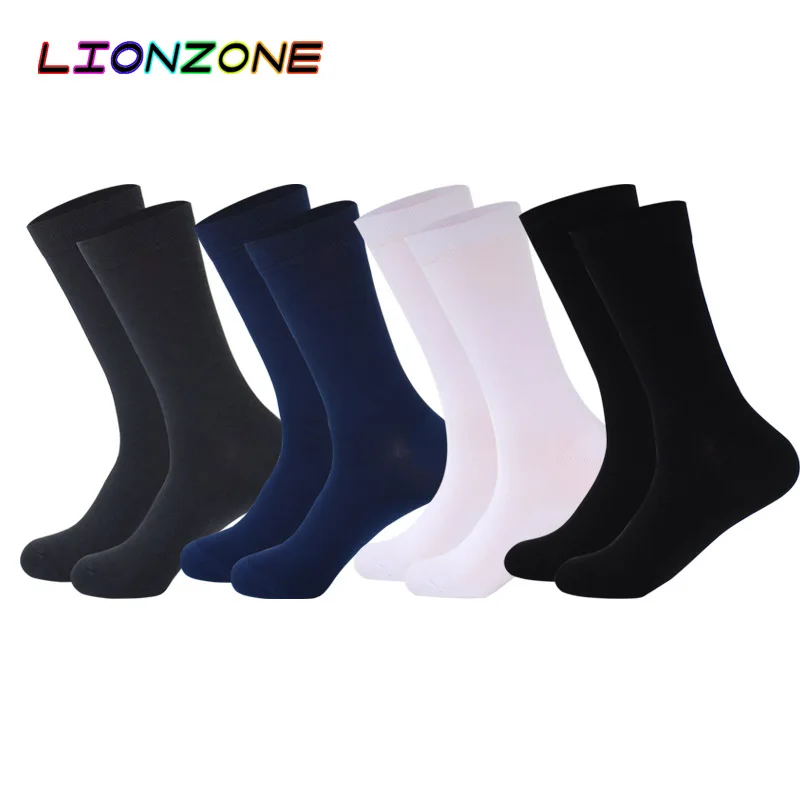 LIONZONE 4 пар/лот новые стильные мужские черные Бизнес бамбуковые носки для свадьбы