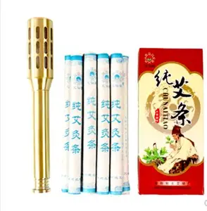 Латунный Moxa рулон набор акупунктурная терапия медный массажный Меридиан Moxa валик для прижигания палка микро-дым мугворт горелка