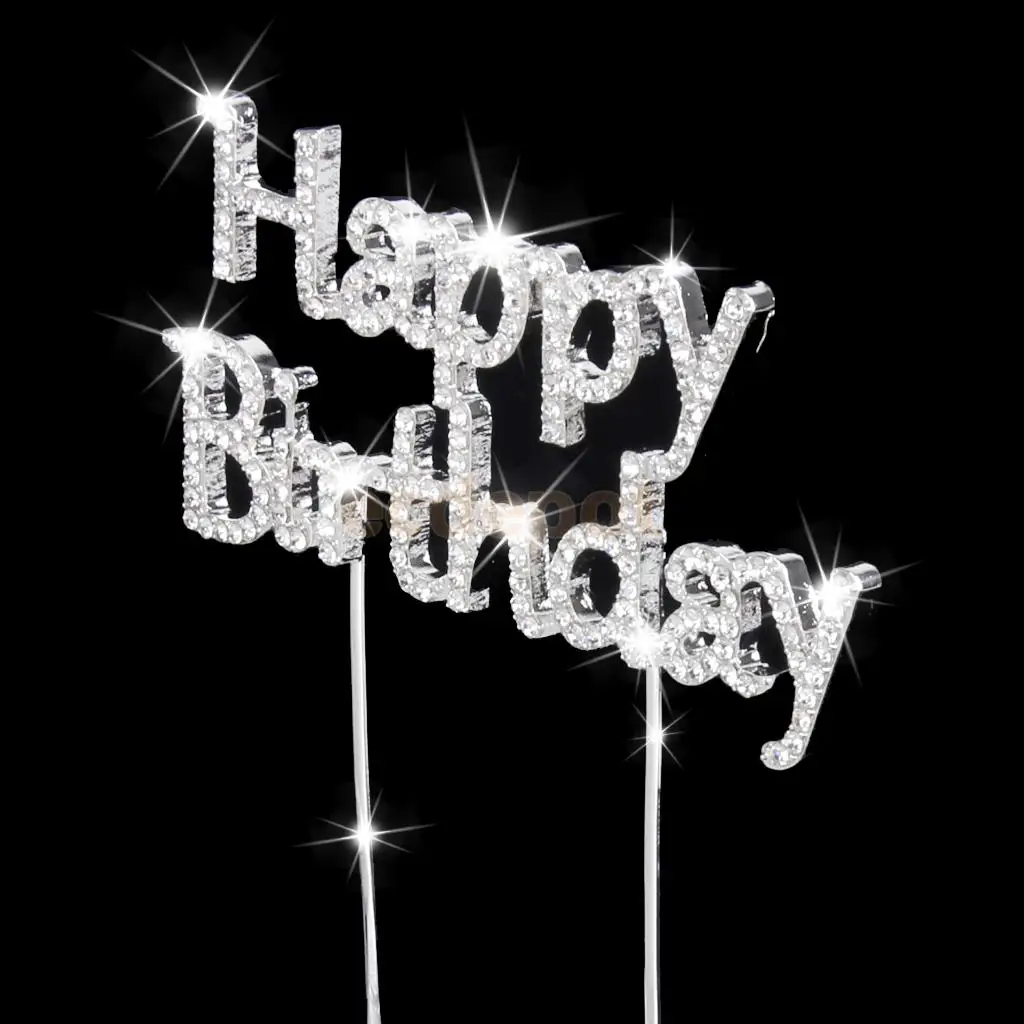 Хрустальные украшения для торта с надписью Happy Brithday + 60th|decorative decorative|brithday