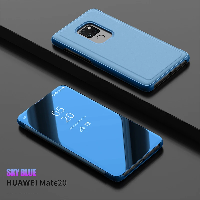 Роскошное умное зеркало с откидной крышкой кожаный чехол для Huawei Mate 8 9 10 P20 P30 Pro Lite