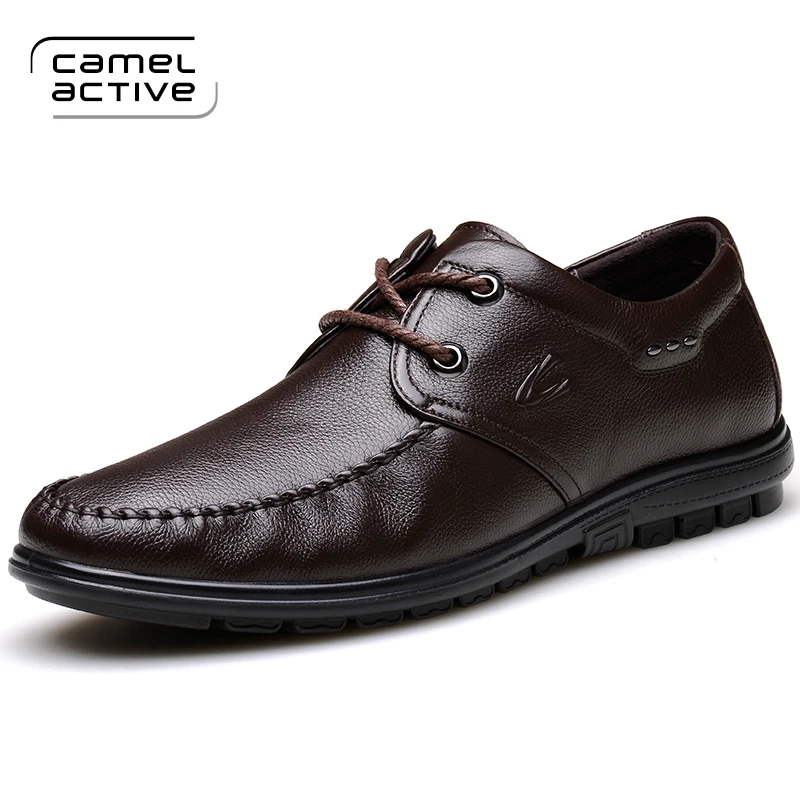 Camel Active-zapatos de vestir de cuero genuino para hombre, mocasines informales de negocios, zapatillas planas con hebilla trenzada, color marrón