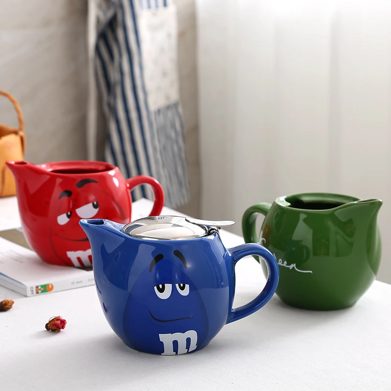M& M bean, большой объем, кофейник, чай для завтрака, молочный горшок с фильтром, керамическая посуда для напитков 500 мл