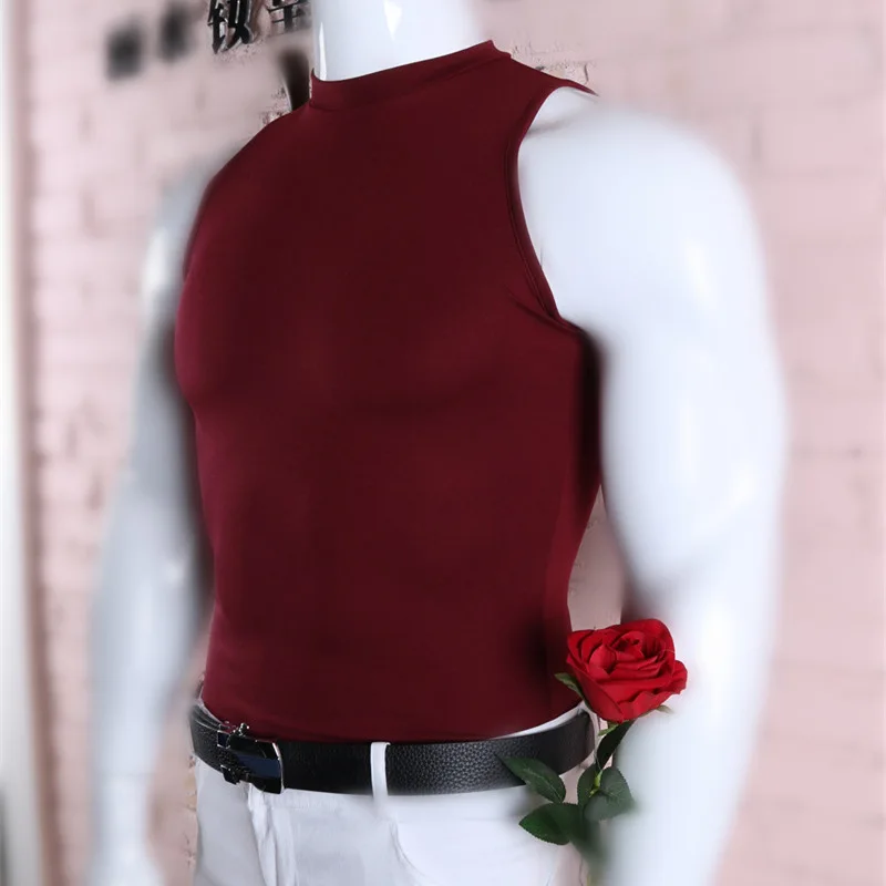 Мужская водолазка LinvMe однотонная хлопковая майка-топ без рукавов 2019 | одежда