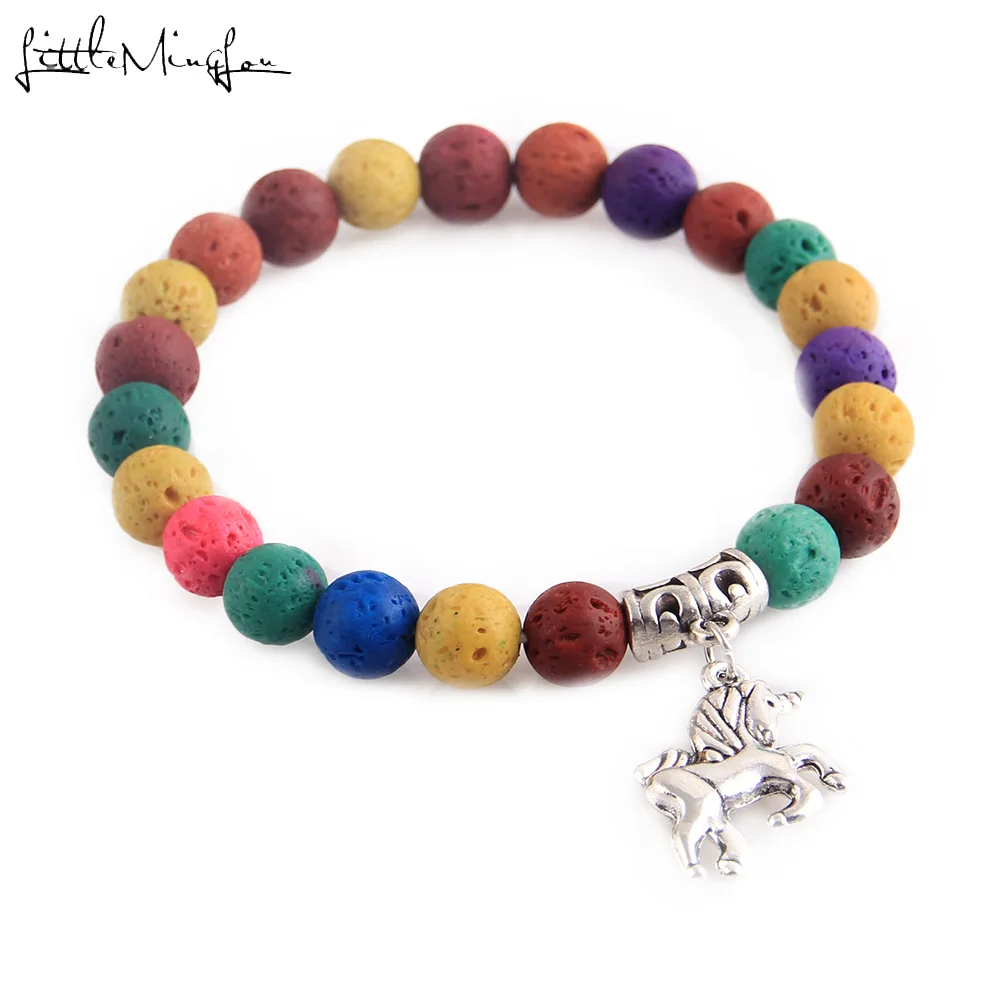 Маленький MingLou модный браслет из натурального камня с красочными бусинами шармы