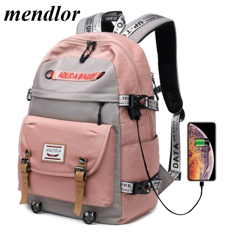 Большой Вместительный школьный рюкзак для девочек школьные сумки с usb портом