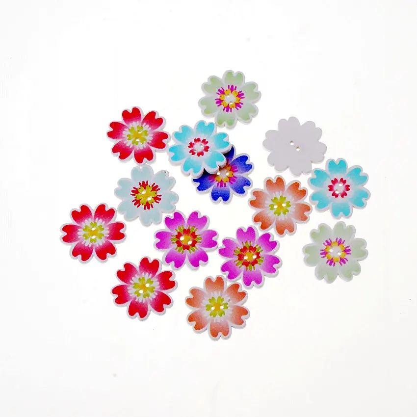 Бесплатная доставка 50 шт смешанный 2 отверстия цветок милый пуговицы для