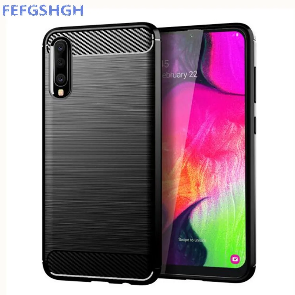 Чехол из углеродного волокна для Samsung Galaxy A70 резиновый силиконовый чехол телефона