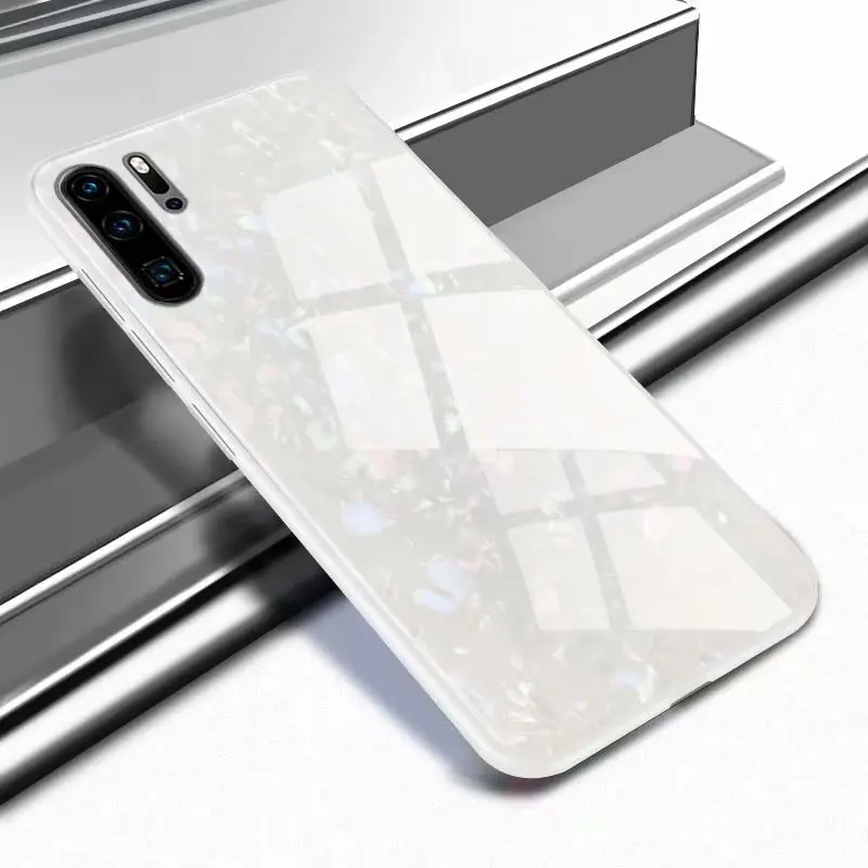 white YueTuo шикарный стеклянный мраморный чехол для huawei p20 p30 pro lite p30pro p20pro роскошный чехол Защитный чехол для задней панели телефона etui - Цвет: white