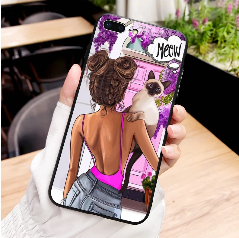 Чехол для iPhone 11Pro MAX XR XS X10 5 6 7 8Plus 11Pro MAX SE из мягкого ТПУ с черными и коричневыми волосами