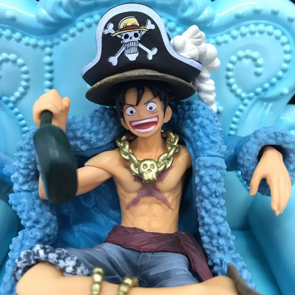 HKXZM Anime Figure 15CM ONE PIECE Luffy Blue Clothes 20th Anniversary ver. PVC Collection Model Kids Toy Doll | Игрушки и хобби