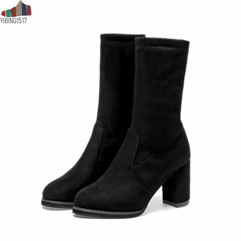 Модные женские зимние ботинки черного цвета утолщенные zapatos de mujer на плоской