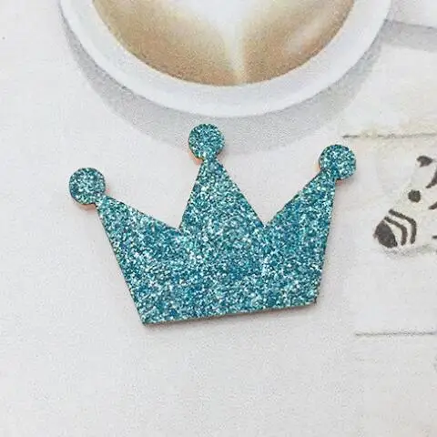 60шт/лот 3.5x2.5см Аппликации в форме короны с блестками и глянцем на заколках для детских аксессуаров BB-клипов.