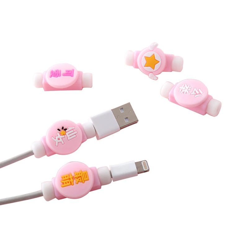 

Cable Winder 10pcs/lot Cartoon USB Cable Earphone Protector headphones line saver For iphone charging line data cable protection