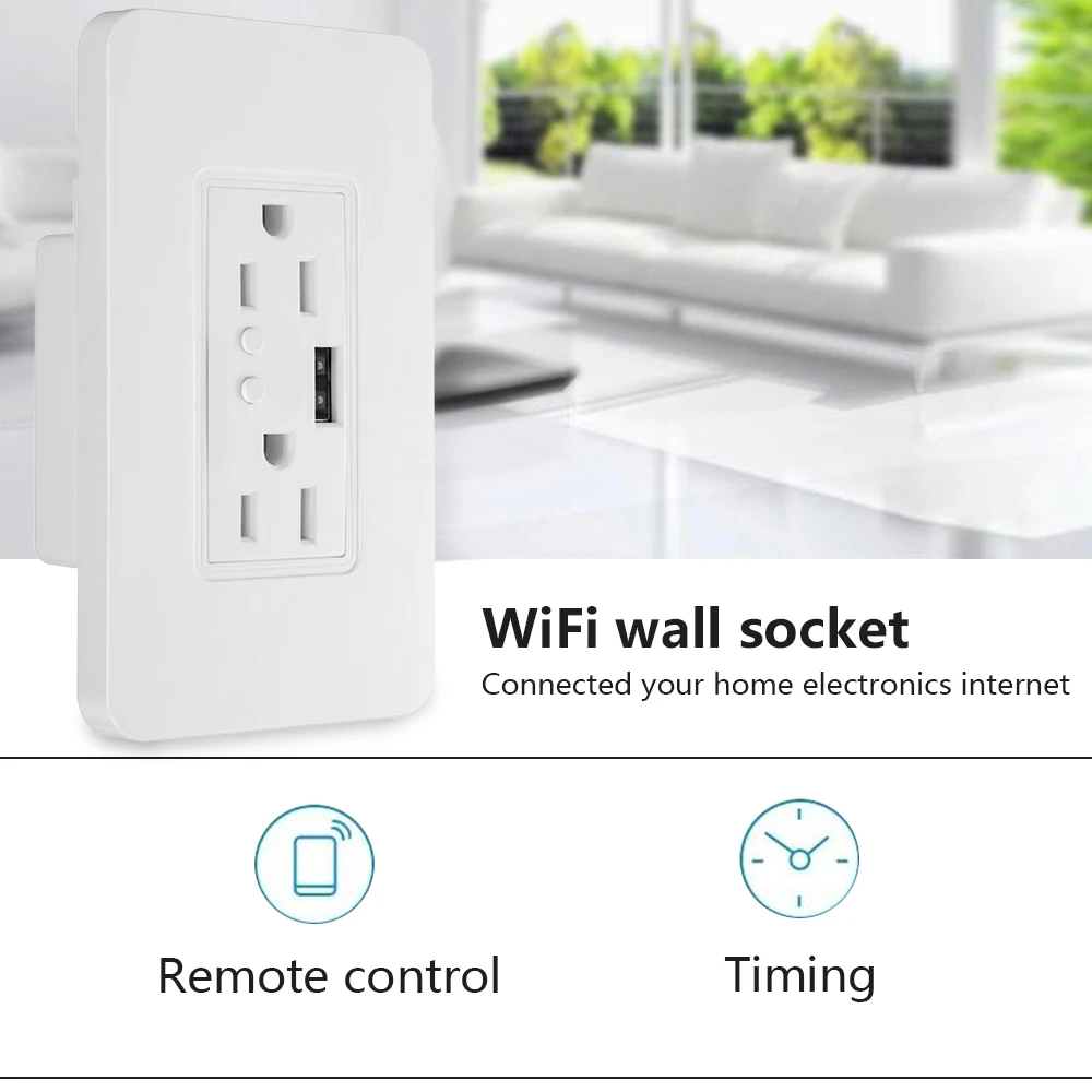 Smart switch compatible with Alexa EACHEN Wifi No hub required Wall Socket US-USB2 | Электроника