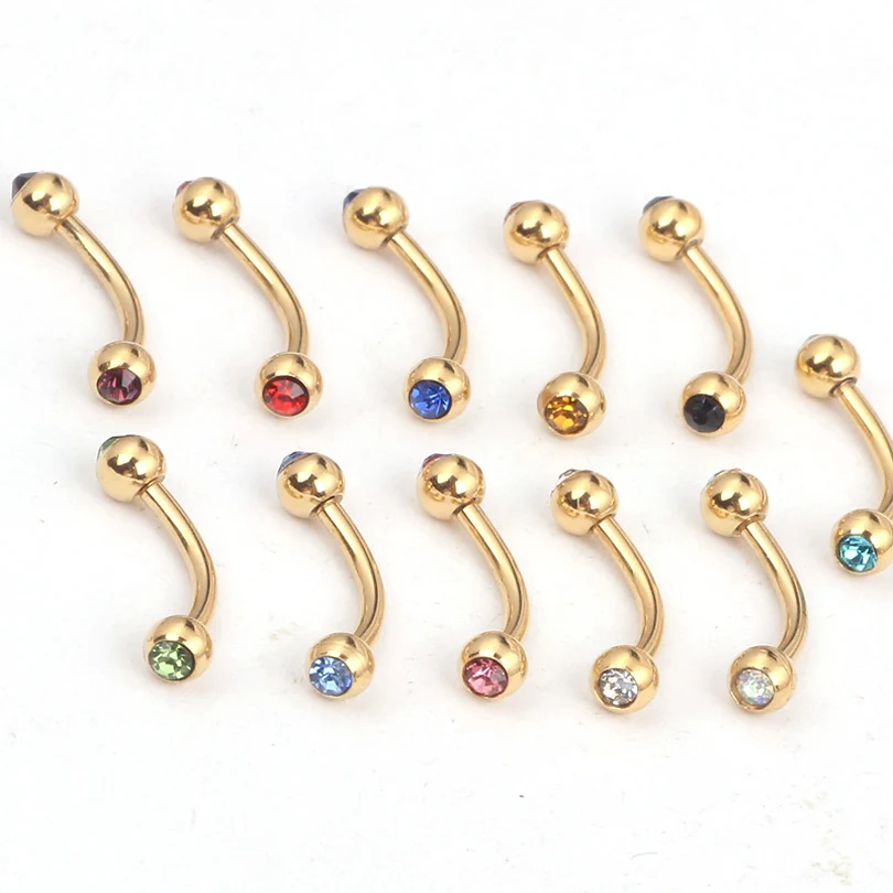 Zldyou 2 шт. 16 г для бровей Пирсинг мяч банан брови кольцо Labret бары гипоаллергенного хирургического Сталь Средства ухода за кожей пирсинг украшения
