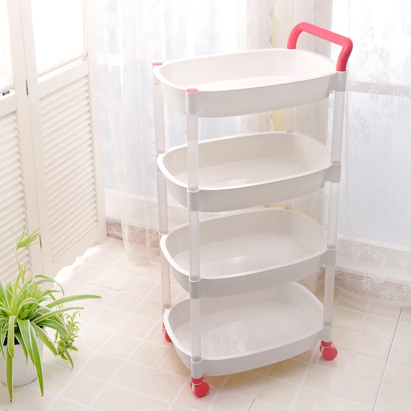 Pink 4 layers Стойка для растений фрукты подстилка для животных кухонная стойка пластиковыая полка гостиная хранения стойку портативный Стеллаж для хранения тележки XI2281550 - Цвет: Pink 4 layers