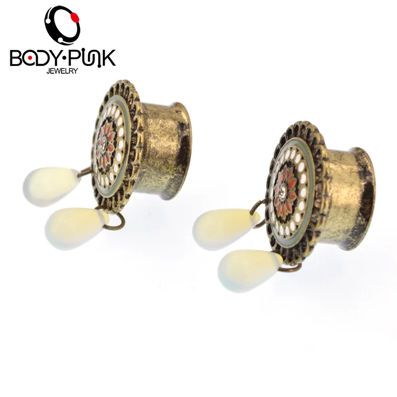 Тело в стиле панк модные золотые кружевные 2 капельки натуральный камень опал