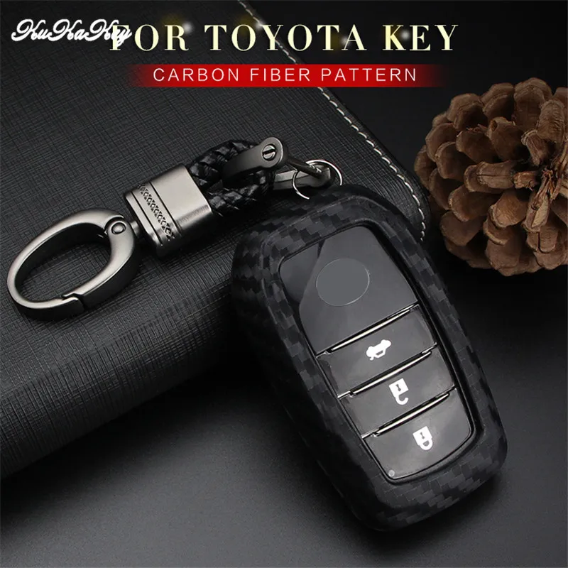 Чехол для автомобильного ключа из углеродного волокна чехол Toyota Hilux Fortuner Land 200