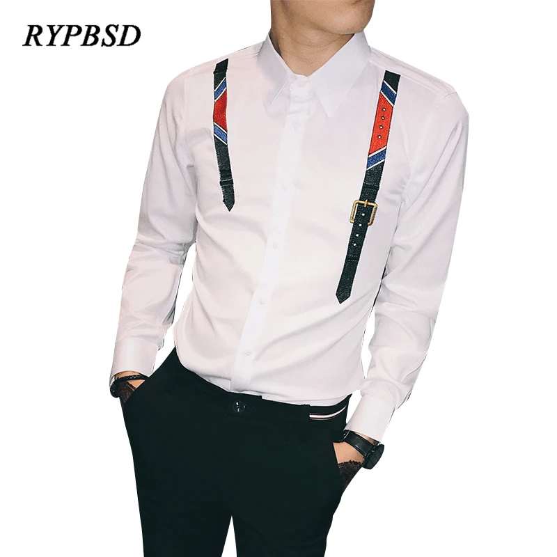 Новинка 2019 однотонные оригинальные дизайнерские мужские рубашки с вышивкой из