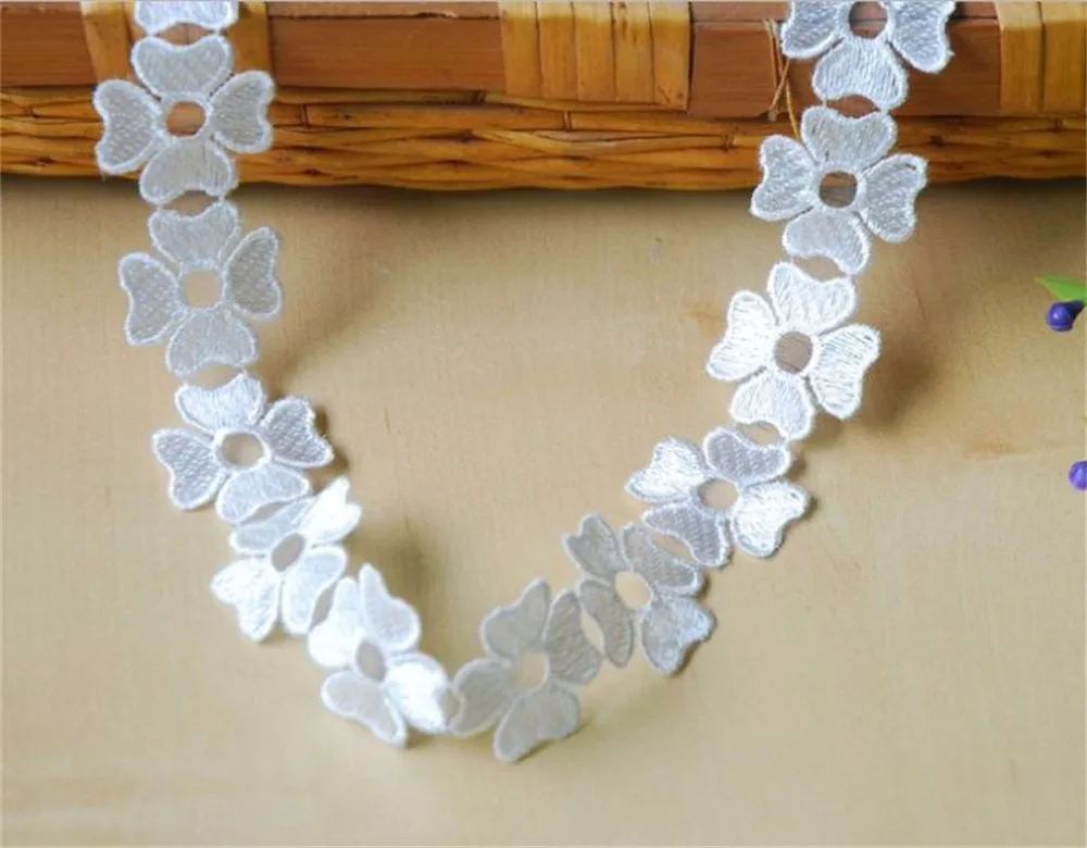 H302 2 ярдов бабочка растворимое кружево отделка топ Вязание свадьба вышивка Diy