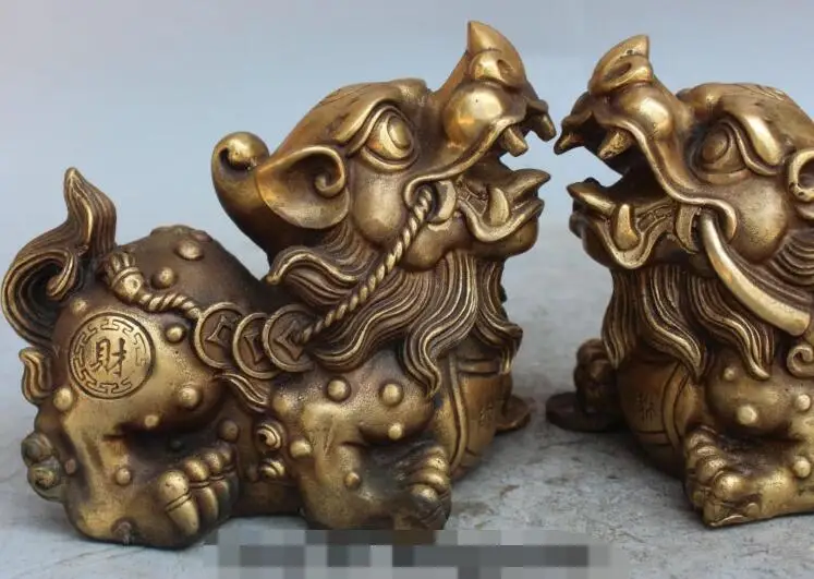 S2375 6 &quotКитайский Фэн-Шуй Латунь Богатство Деньги Животных PiXiu Зверь kylin Дракон