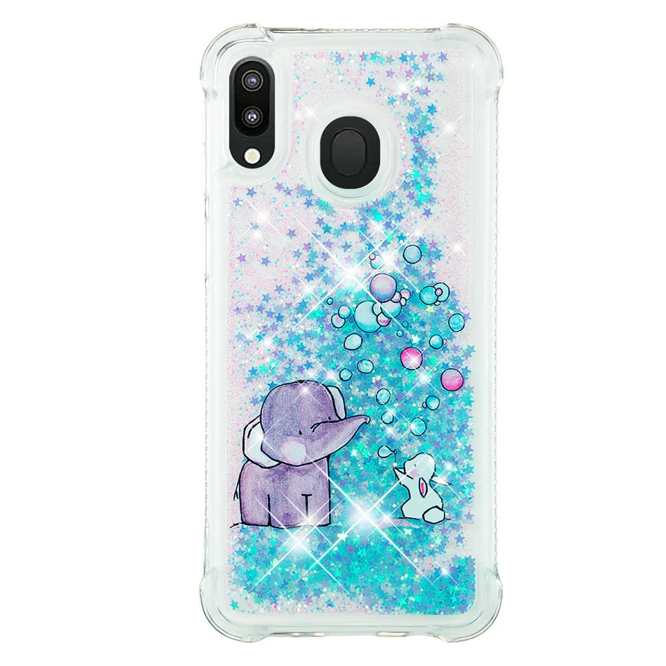 Bubble Elephant Блестками Жидкий чехол для samsung Galaxy M20 M10 A10 S10E S10 S9 J4 J6 плюс A7 A750 J400 J600 Note 9 зыбучие пески чехол - Цвет: Bubble Elephant