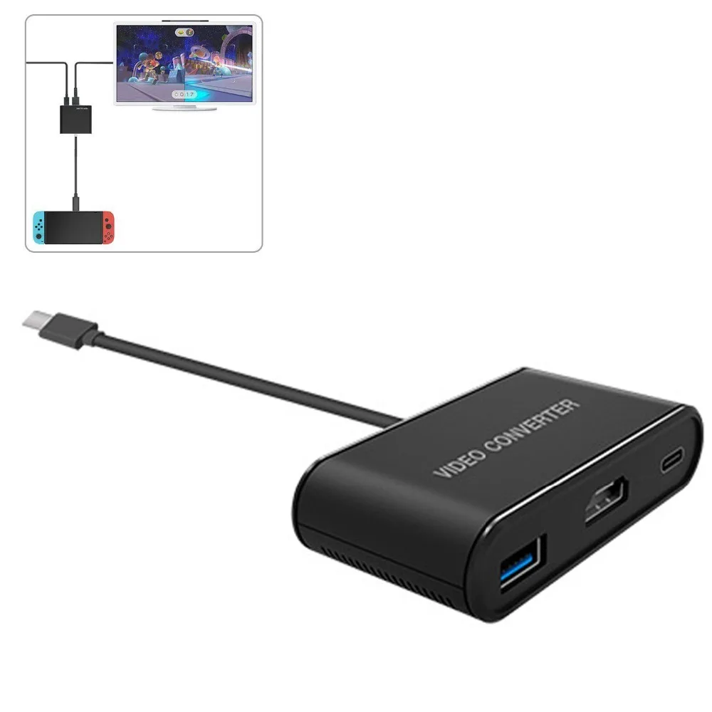 Портативный адаптер концентратор Type C HDMI с разъемами для зарядки и передачи