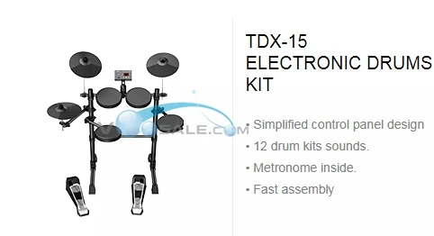 TDX-15 электронные барабаны комплект упрощенная панель управления дизайн 12 барабанов наборы звуков простая сборка метроном внутри хорошее качество