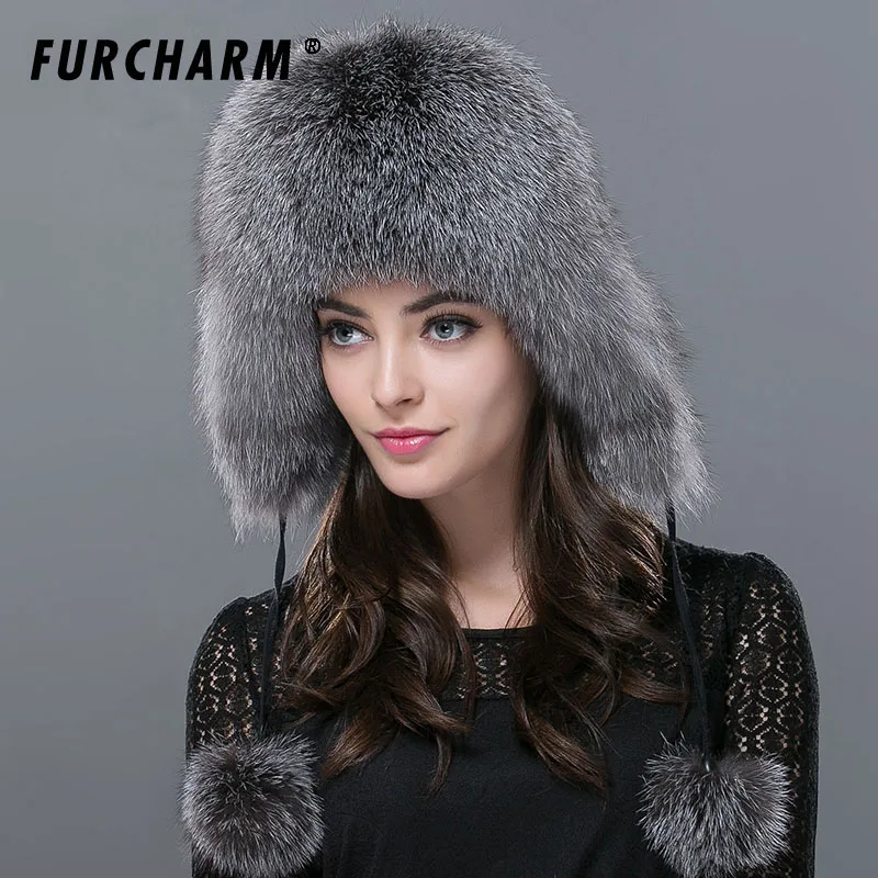 Зимние Для женщин меховая шапка 100% натуральный мех лисы резьбонарезной станок с