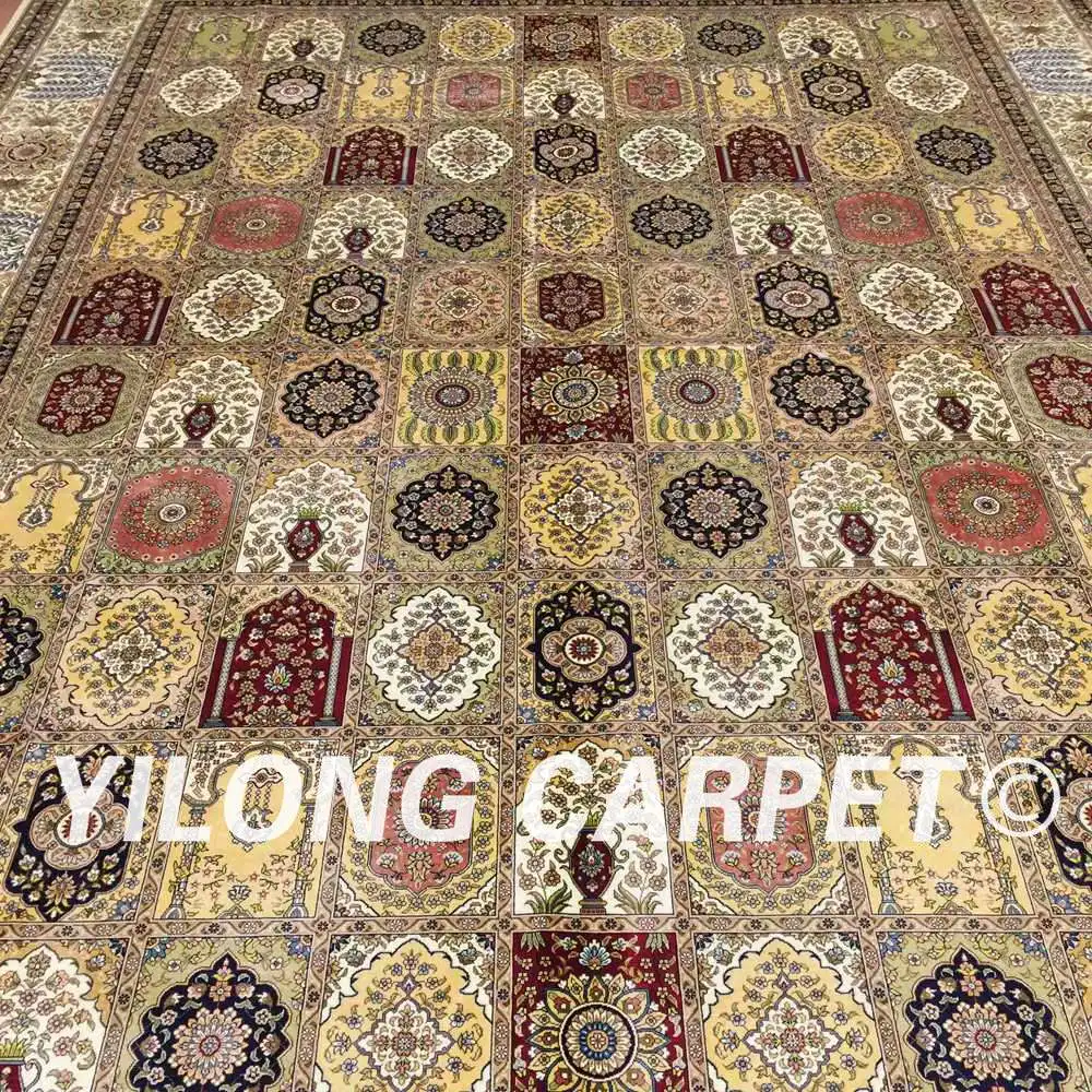 YILONG 9'x12' traditional persian design silk rug four seasons elegant carpet (QZT29A9x12) | Дом и сад