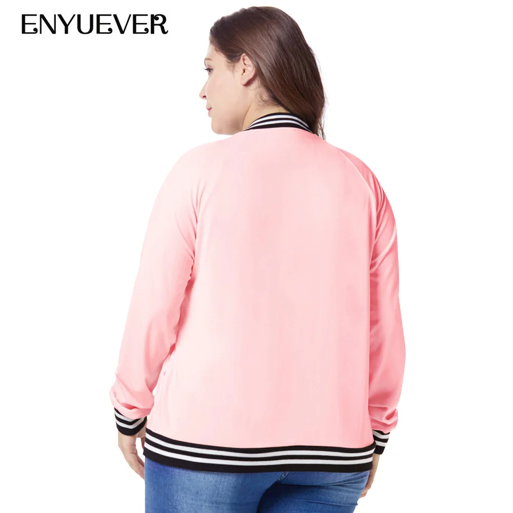 Enyuever плюс размерные куртки для женщин 4XL повседневные Длинные рукава Veste Бейсбол