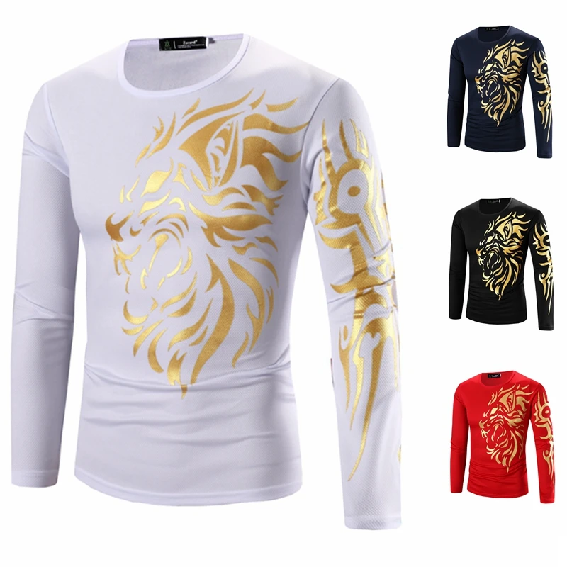 Новые повседневные мужские рубашки поло корейская мода странные вещи лев Король