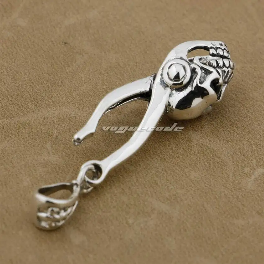 LINSION 925 пробы Серебряная Мужская Байкерская подвеска в виде черепа стиле панк