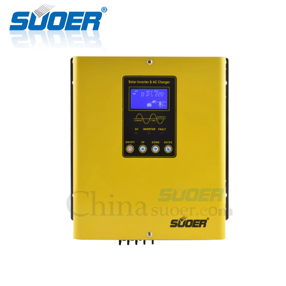 Suoer【Hybrid Inverter】 низкая частота 12 В постоянного тока до 220 В переменного тока 1000 Вт Чистая синусоида 30A ШИМ контроллер с AC зарядное устройство 20A(PL-1KVA