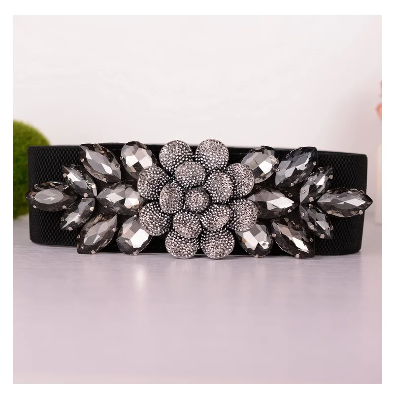 Элегантный широкий эластичный корсет пояс женский ювелирный Стразы ремни в