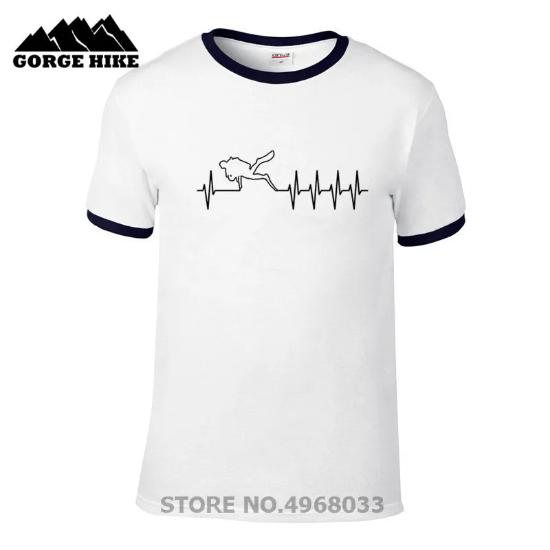 Scuba Diver Spear Fishinger T-Shirt Pulse diving heartbeat diver Its In My HeartBeat Spearfishing T Shirt New Brand Tshirt | Мужская