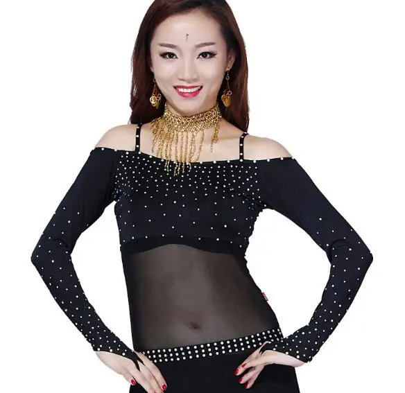 

Дешевый сексуальный женский сетчатый топ с открытыми плечами, блузка с длинным рукавом для танцев, базовая одежда черного цвета, бесплатная...