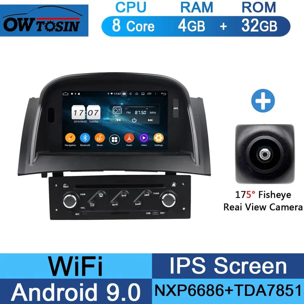 " ips Восьмиядерный 4G ram+ 64G rom Android 9,0 автомобильный DVD радио gps для Renault Megane II 2004-2009 DSP CarPlay Parrot BT стерео Adas - Цвет: 32G Fisheye Camera