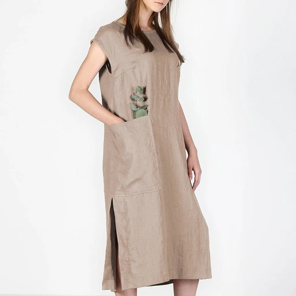 Женское свободное платье с открытыми плечами повседневное длинное без рукавов