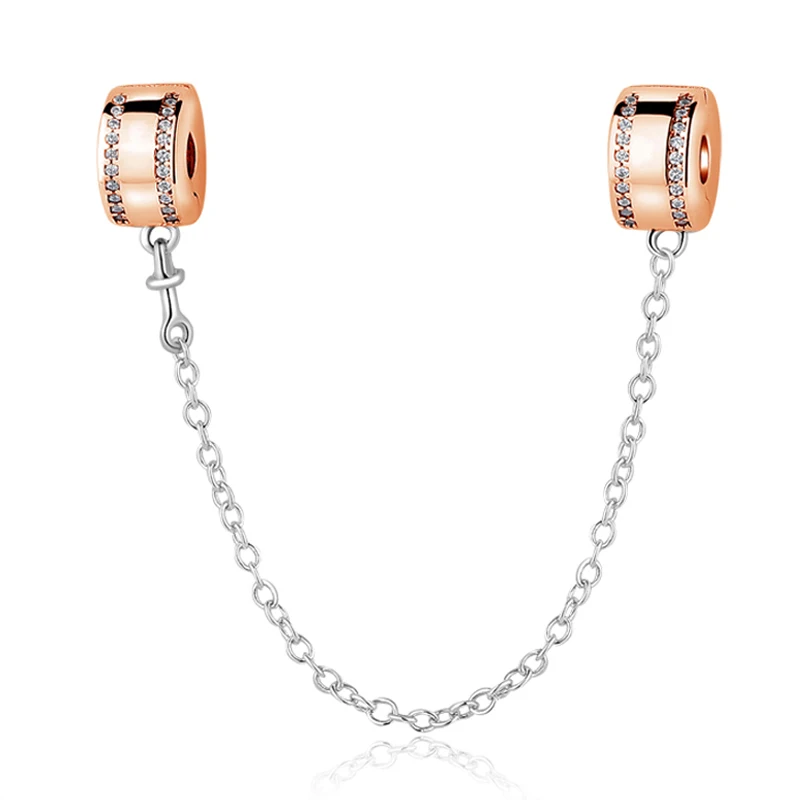 Classic Rose Gold Бусины из стерлингового серебра 925, Очаровательная цепочка в виде маргаритки, подвеска в виде сердца, розовое золото, подходит для браслетов Pandora, Женские Ювелирные изделия Diy - Цвет: Classic Rose Gold