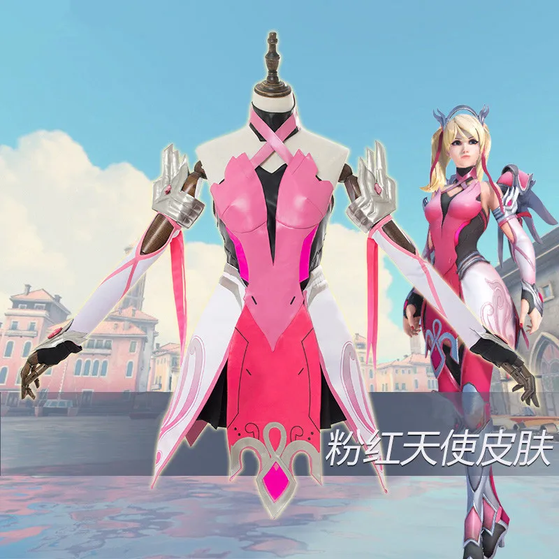 Новый Костюмы сделано игры OW D.VA Розовый Ангел кожи для косплея полный