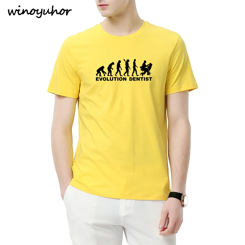 Yellow Evolution Dentist футболки мужские летние топы с коротким рукавом и круглым вырезом Забавный принт хлопок мужские футболки подарок для дантиста футболка - Цвет: Yellow