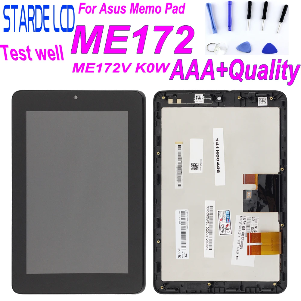 

7" for Asus MeMO Pad ME172V ME172 K0W LCD Display Touch Screen Panel Glass Digitizer Assembly with Frame Replacement