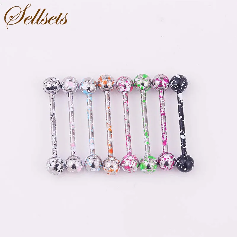 Sellsets Mix 8 шт. новое покрытие Нержавеющая сталь пирсинг штангой промышленных пирсинг Соски язык кольцо