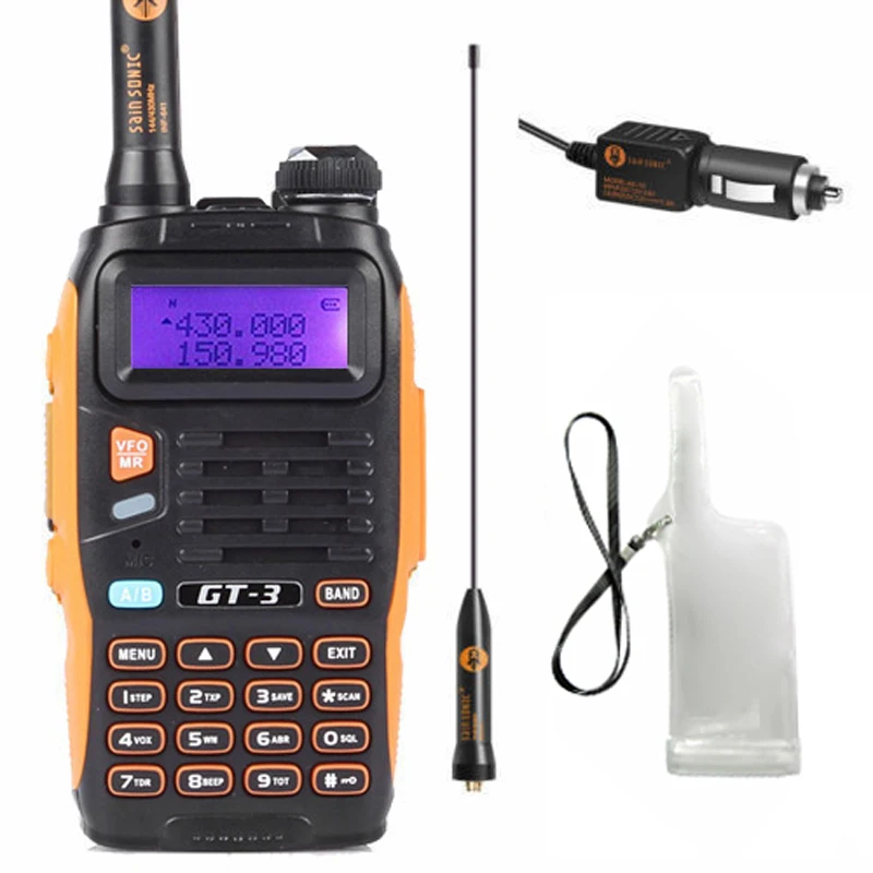 Baofeng GT 3 Mark II VHF/UHF 136 174/400 520MHz Dual Band FM Two Way Ham Radio Walkie Talkie Car Charger Cable Soft Case gt3|walkie talkie|radio